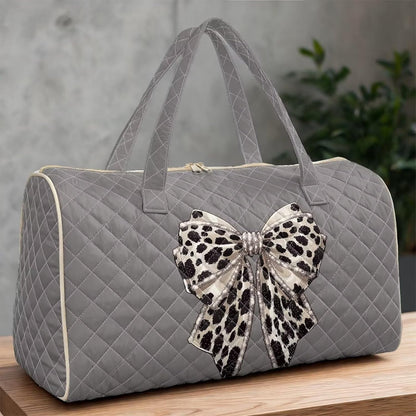 Bow Desgin Quilted Gym Bag For Women Travel Sport Tote Shoulder Bag - Colors A