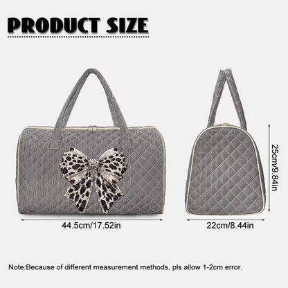 Bow Desgin Quilted Gym Bag For Women Travel Sport Tote Shoulder Bag - Colors A