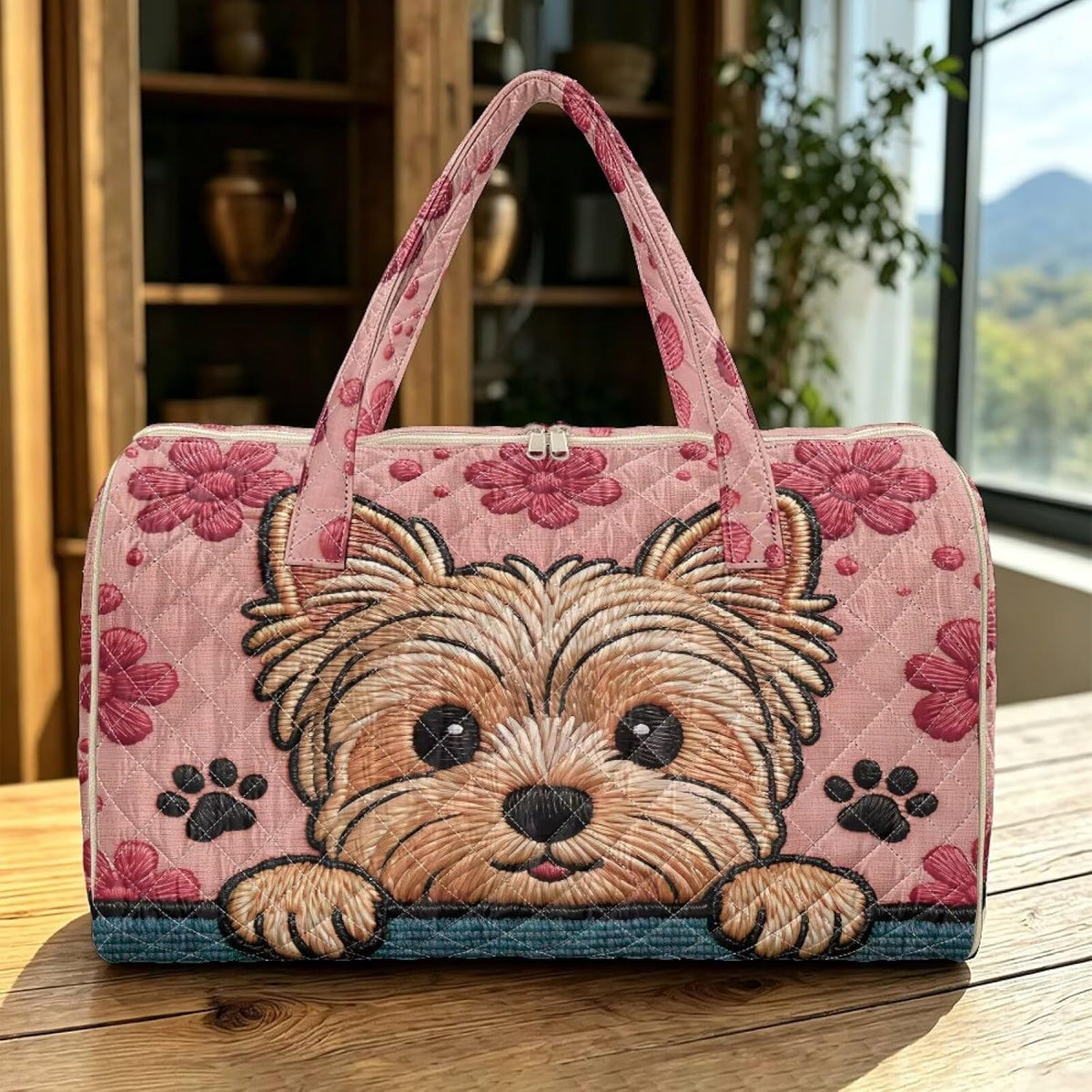Bow Desgin Quilted Gym Bag For Women Travel Sport Tote Shoulder Bag - Colors A