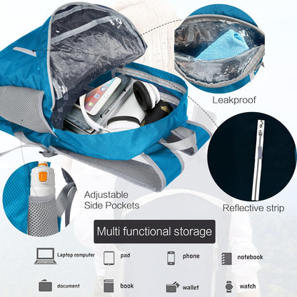 Waterproof Foldable Backpack Dry Storage Lightweight Daypack 35L Outdoor Backpack Hiking Backpackfor Beach Men Women Hot Pink
