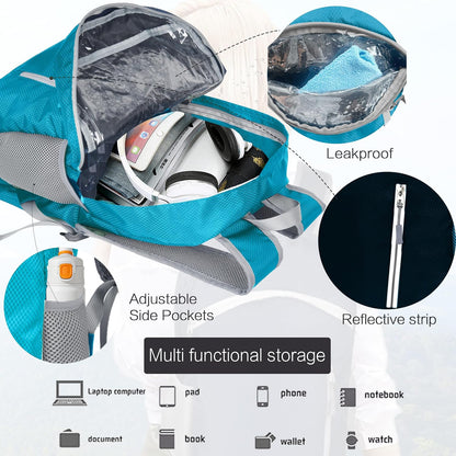 Waterproof Foldable Backpack Dry Storage Lightweight Daypack 35L Outdoor Backpack Hiking Backpackfor Beach Men Women Hot Pink