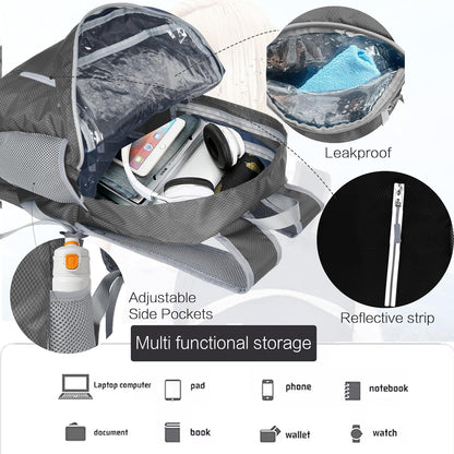 Waterproof Foldable Backpack Dry Storage Lightweight Daypack 35L Outdoor Backpack Hiking Backpackfor Beach Men Women Hot Pink
