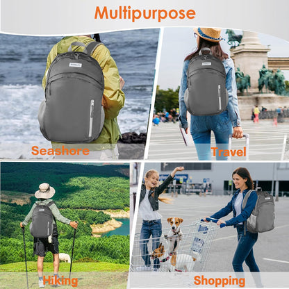 Waterproof Foldable Backpack Dry Storage Lightweight Daypack 35L Outdoor Backpack Hiking Backpackfor Beach Men Women Hot Pink