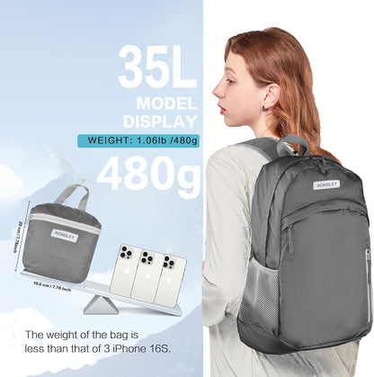 Waterproof Foldable Backpack Dry Storage Lightweight Daypack 35L Outdoor Backpack Hiking Backpackfor Beach Men Women Hot Pink