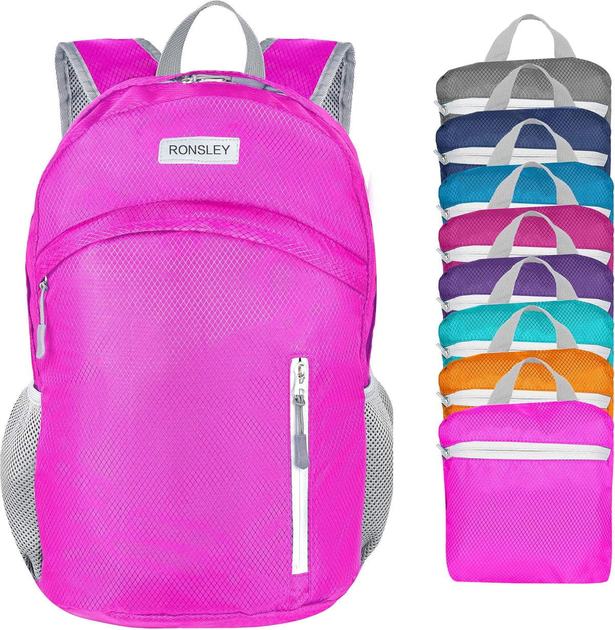 Waterproof Foldable Backpack Dry Storage Lightweight Daypack 35L Outdoor Backpack Hiking Backpackfor Beach Men Women Hot Pink