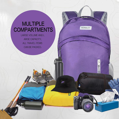 Waterproof Foldable Backpack Dry Storage Lightweight Daypack 35L Outdoor Backpack Hiking Backpackfor Beach Men Women Hot Pink