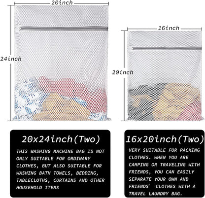 2 XX-Large Honeycomb Mesh Laundry Bag Delicates Durable for Washing Machine,24 x 24 Inches lingerie bags for Laundry, Travel Storage Organize Bag for Cotton Clothes,Sheet,Sweater, Shoes