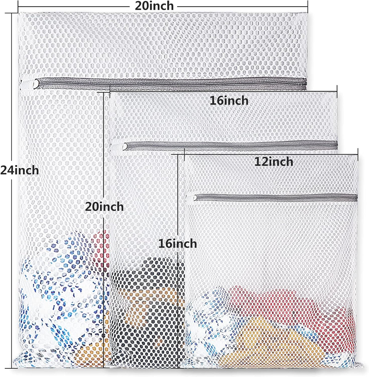 2 XX-Large Honeycomb Mesh Laundry Bag Delicates Durable for Washing Machine,24 x 24 Inches lingerie bags for Laundry, Travel Storage Organize Bag for Cotton Clothes,Sheet,Sweater, Shoes