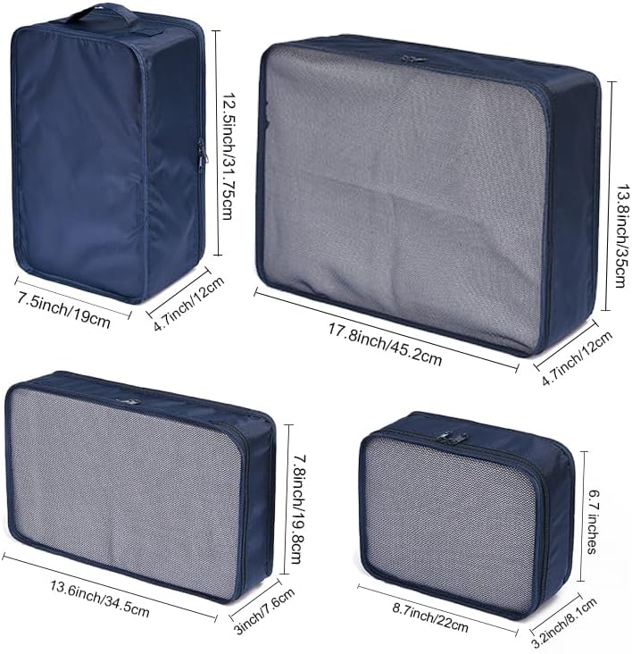 Travel Packing Cubes, Luggage Organizers with Shoe Bag