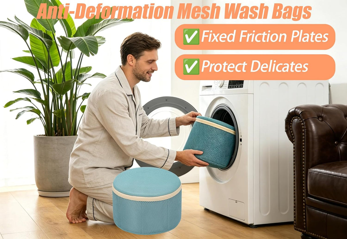 2 Pack Bra Laundry Bags for Washing Machine, Delicate Underwear Wash Bags with Anti-Deformation Structure & Fixed Friction Plates