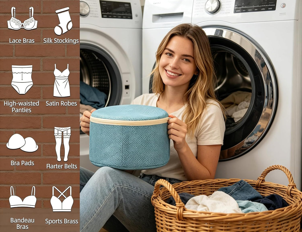 2 Pack Bra Laundry Bags for Washing Machine, Delicate Underwear Wash Bags with Anti-Deformation Structure & Fixed Friction Plates