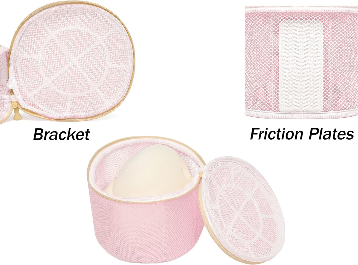 2 Pack Bra Laundry Bags for Washing Machine, Delicate Underwear Wash Bags with Anti-Deformation Structure & Fixed Friction Plates