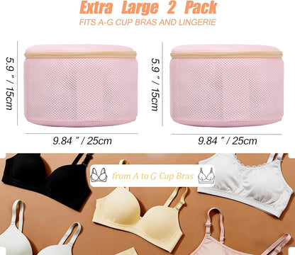 2 Pack Bra Laundry Bags for Washing Machine, Delicate Underwear Wash Bags with Anti-Deformation Structure & Fixed Friction Plates