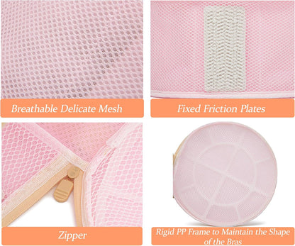 2 Pack Bra Laundry Bags for Washing Machine, Delicate Underwear Wash Bags with Anti-Deformation Structure & Fixed Friction Plates