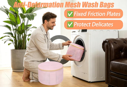 2 Pack Bra Laundry Bags for Washing Machine, Delicate Underwear Wash Bags with Anti-Deformation Structure & Fixed Friction Plates