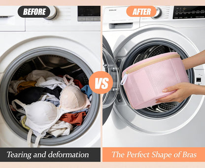 2 Pack Bra Laundry Bags for Washing Machine, Delicate Underwear Wash Bags with Anti-Deformation Structure & Fixed Friction Plates