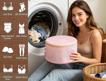 2 Pack Bra Laundry Bags for Washing Machine, Delicate Underwear Wash Bags with Anti-Deformation Structure & Fixed Friction Plates