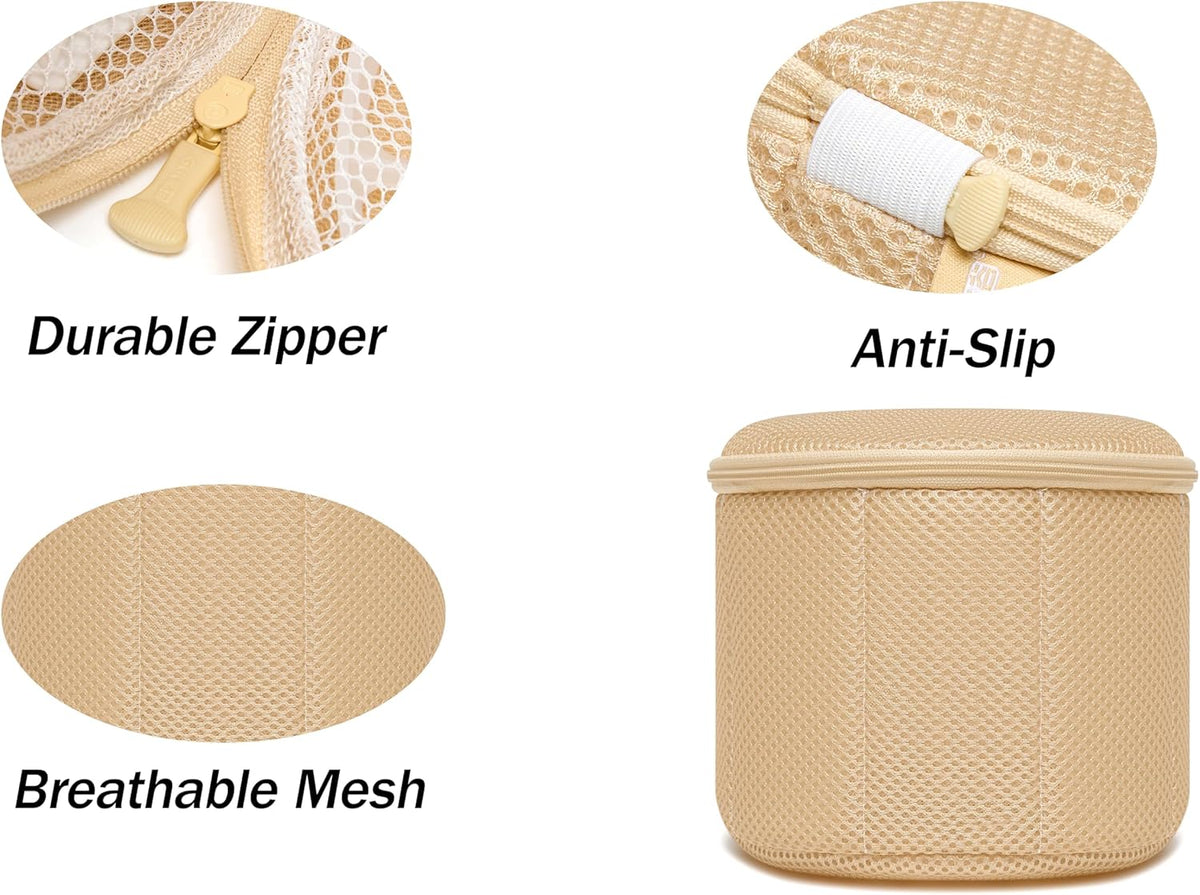 2 Pack Bra Laundry Bags for Washing Machine, Delicate Underwear Wash Bags with Anti-Deformation Structure & Fixed Friction Plates