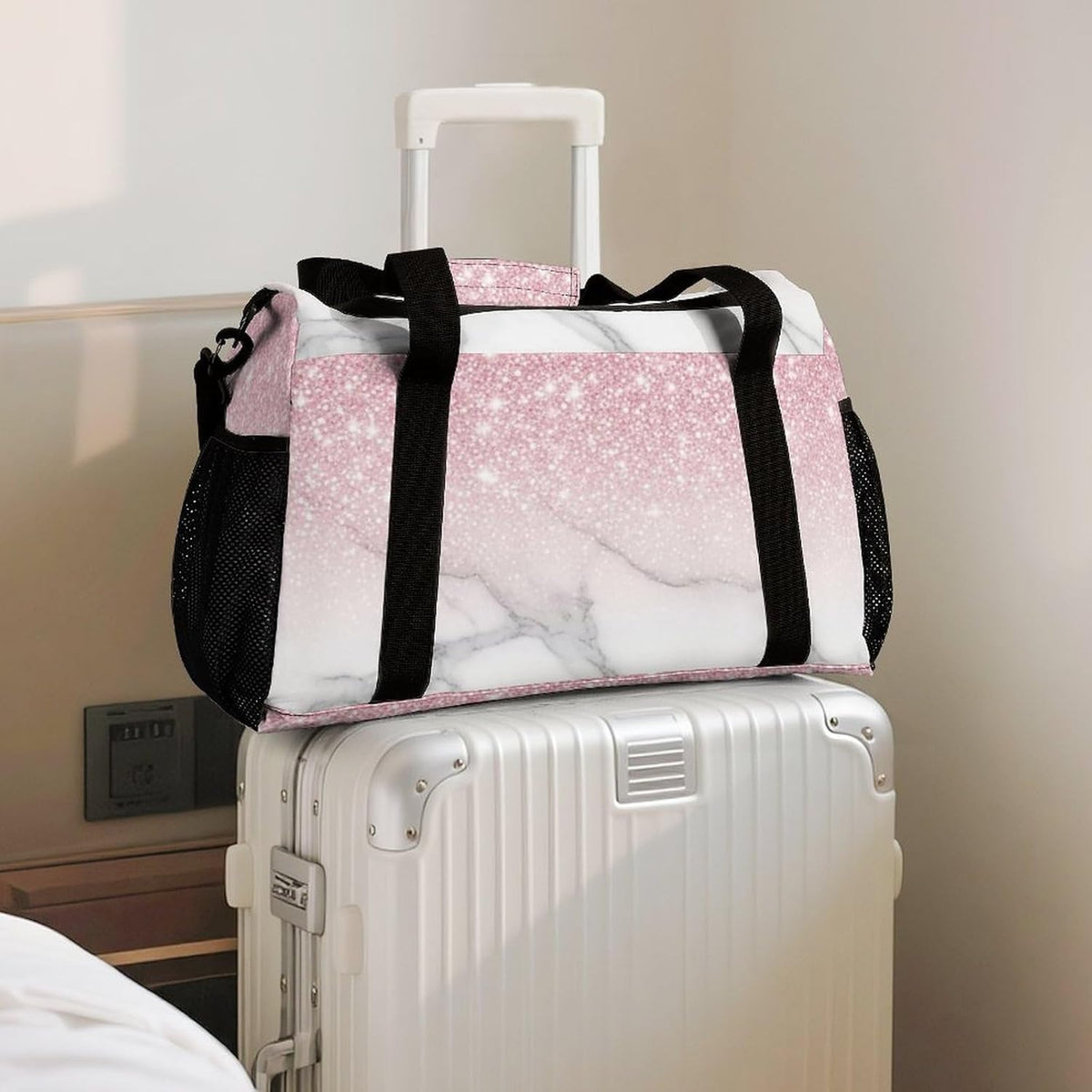 Foldable Weekender Travel Duffel Bag Lightweight Carry On Overnight Tote Bag for Women Sport Yoga