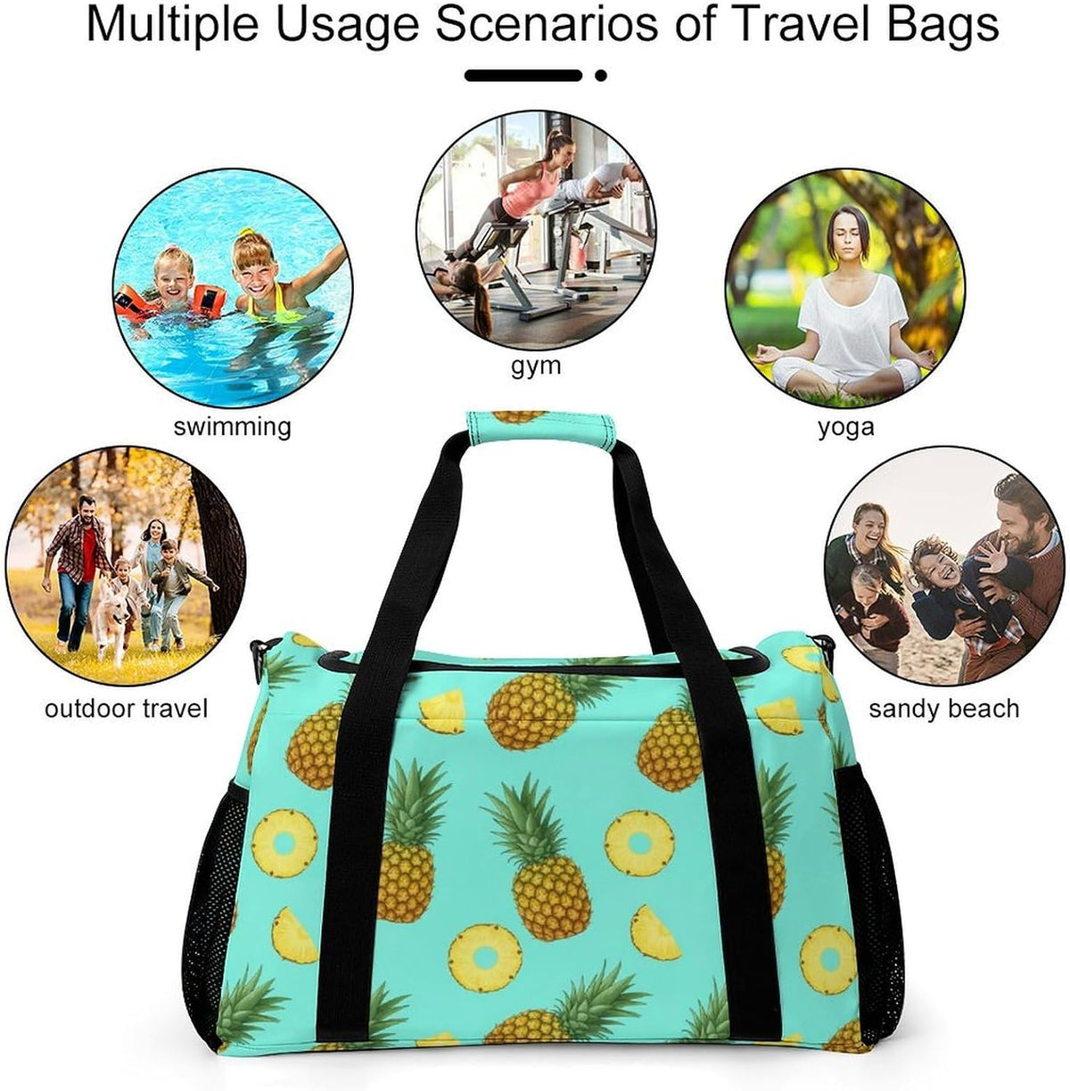 Foldable Weekender Travel Duffel Bag Lightweight Carry On Overnight Tote Bag for Women Sport Yoga