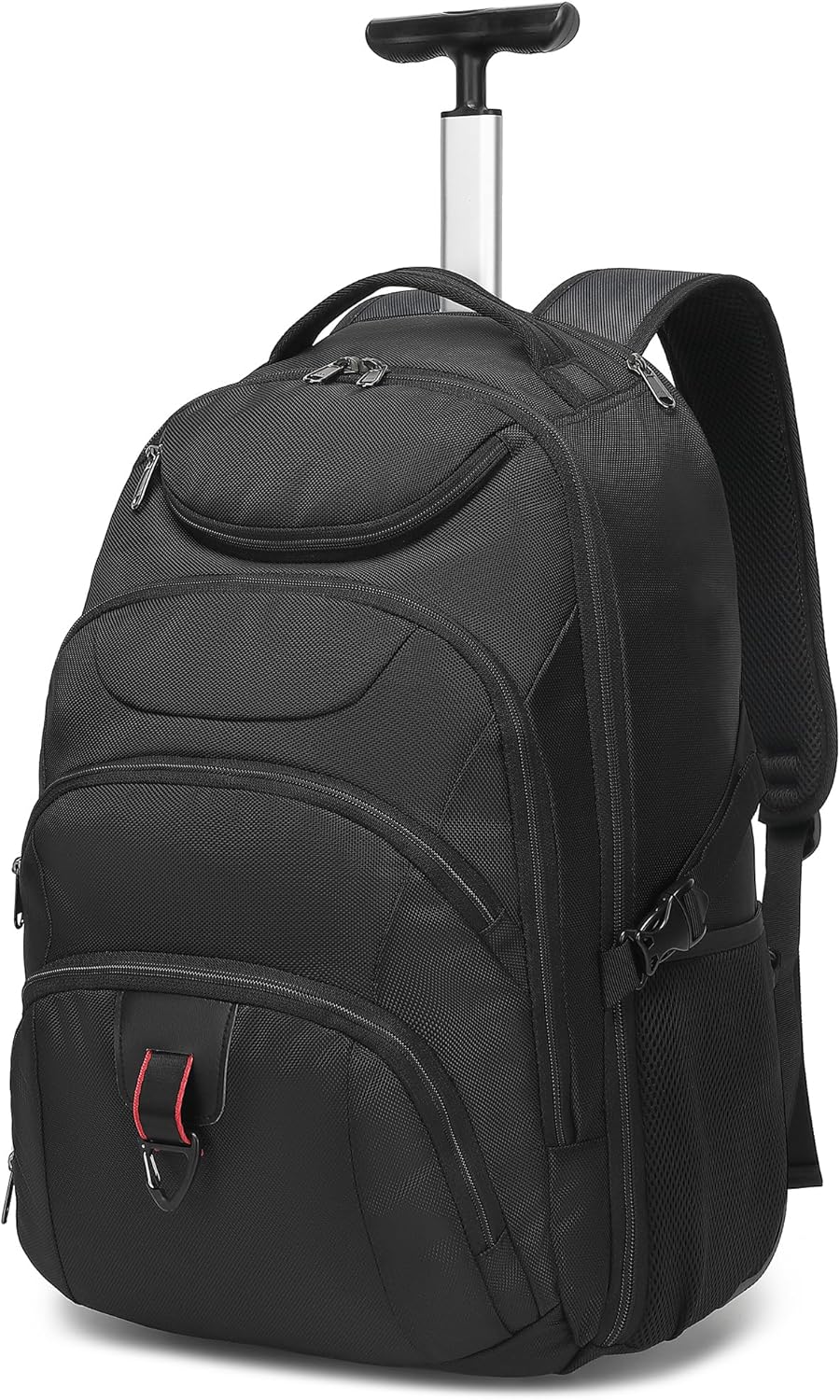 Rolling Backpack for Women, 17.3 Inch Wheeled Laptop Backpack,Large Travel Carry-On Bag for Teachers College Students, USB Charging Port Waterproof Business for Airplane Overnight Luggage，Pink