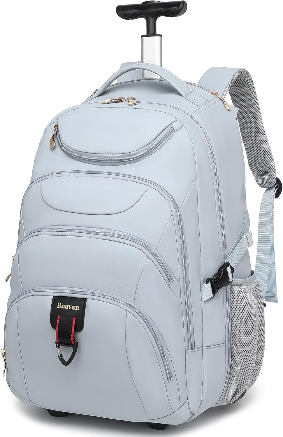 Rolling Backpack for Women, 17.3 Inch Wheeled Laptop Backpack,Large Travel Carry-On Bag for Teachers College Students, USB Charging Port Waterproof Business for Airplane Overnight Luggage，Pink