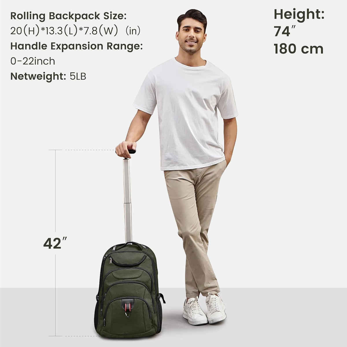 Rolling Backpack for Women, 17.3 Inch Wheeled Laptop Backpack,Large Travel Carry-On Bag for Teachers College Students, USB Charging Port Waterproof Business for Airplane Overnight Luggage，Pink