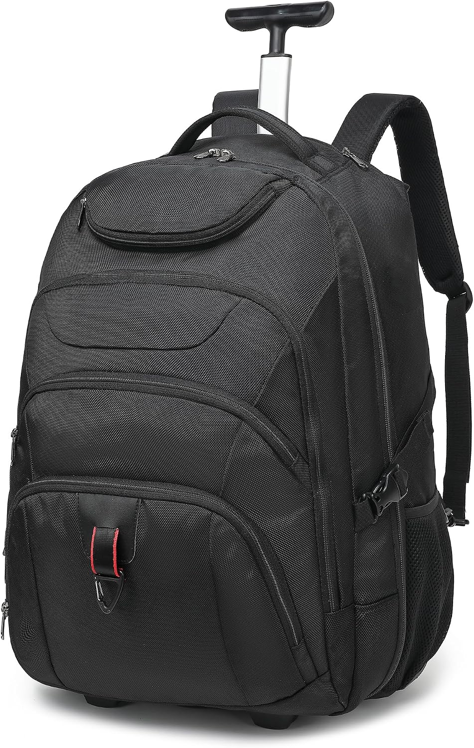 Rolling Backpack for Women, 17.3 Inch Wheeled Laptop Backpack,Large Travel Carry-On Bag for Teachers College Students, USB Charging Port Waterproof Business for Airplane Overnight Luggage，Pink