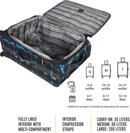 Ultra Lightweight Carry On - Softside 22.8-inch Expandable Luggage - Small Rolling Bag Fits Most Airline Compartments - Durable 8-Spinner Wheels Suitcase (Black)