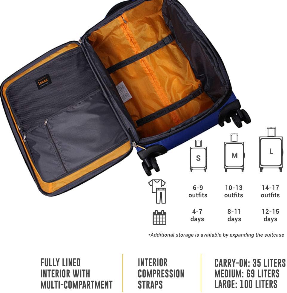 Ultra Lightweight Carry On - Softside 22.8-inch Expandable Luggage - Small Rolling Bag Fits Most Airline Compartments - Durable 8-Spinner Wheels Suitcase (Black)