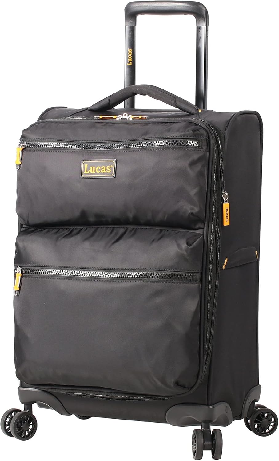Ultra Lightweight Carry On - Softside 22.8-inch Expandable Luggage - Small Rolling Bag Fits Most Airline Compartments - Durable 8-Spinner Wheels Suitcase (Black)