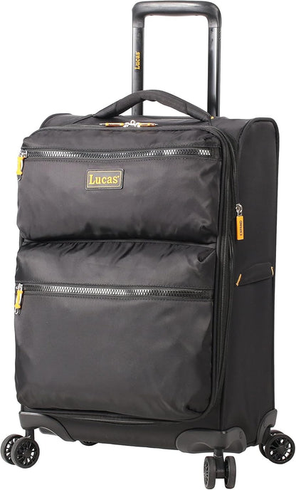 Ultra Lightweight Carry On - Softside 22.8-inch Expandable Luggage - Small Rolling Bag Fits Most Airline Compartments - Durable 8-Spinner Wheels Suitcase (Black)