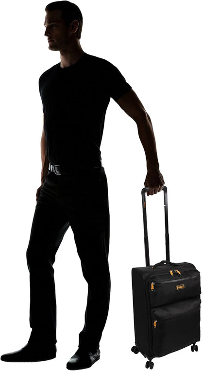 Ultra Lightweight Carry On - Softside 22.8-inch Expandable Luggage - Small Rolling Bag Fits Most Airline Compartments - Durable 8-Spinner Wheels Suitcase (Black)