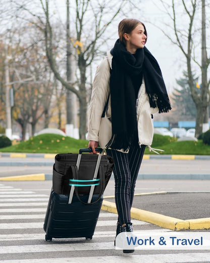 Puffy Tote Bag for Women with Cup Holder & Laptop Compartment & Cosmetic Bag & Trolley Sleeve for Work, Travel