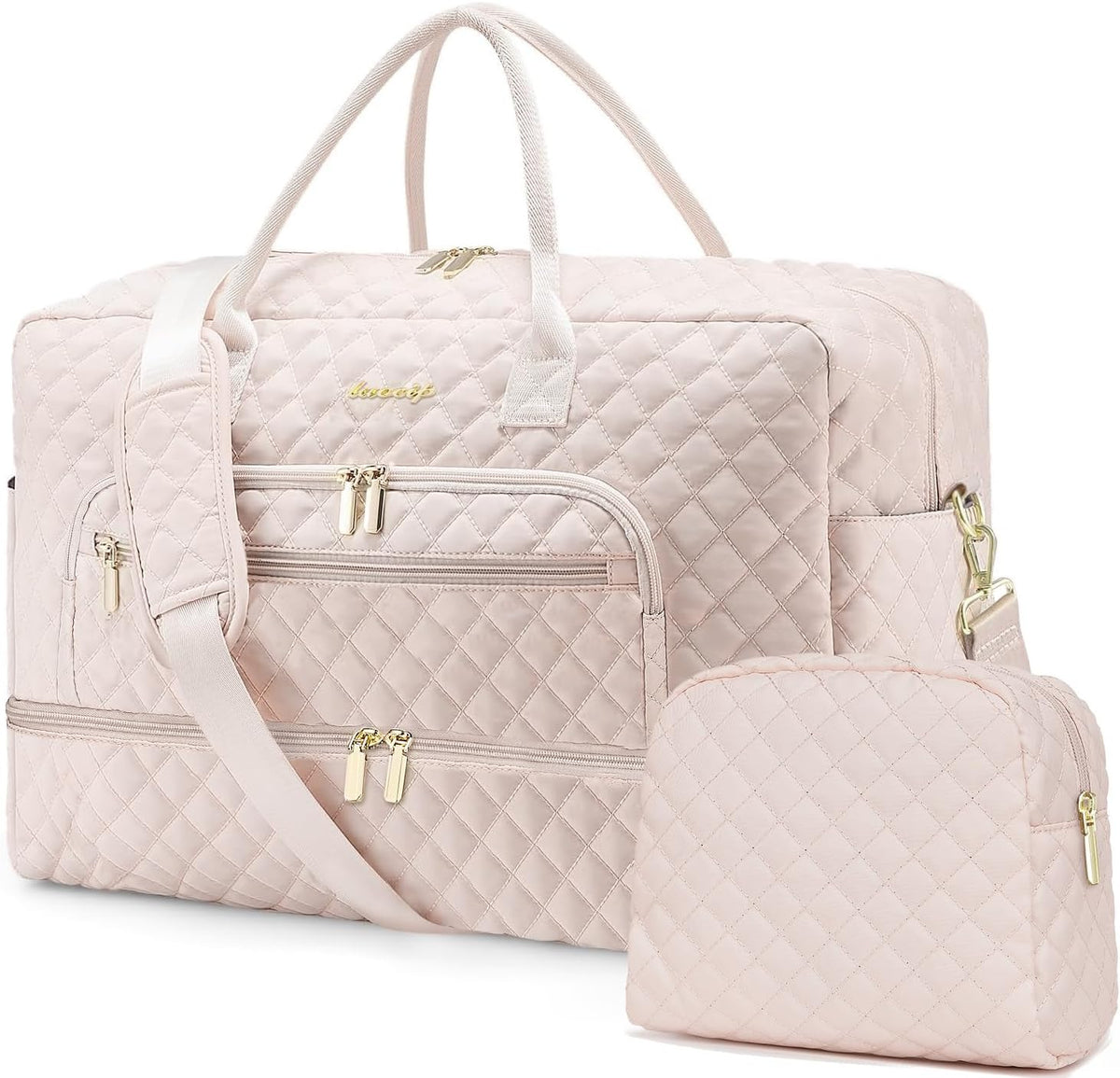 Large Women's Travel Duffel, Weekender with Shoe Compartment, Carry On Overnight Bag, Gym Duffel with Wet Pocket, Hospital Bags for Labor and Delivery - 3 PCS Set - Colors B