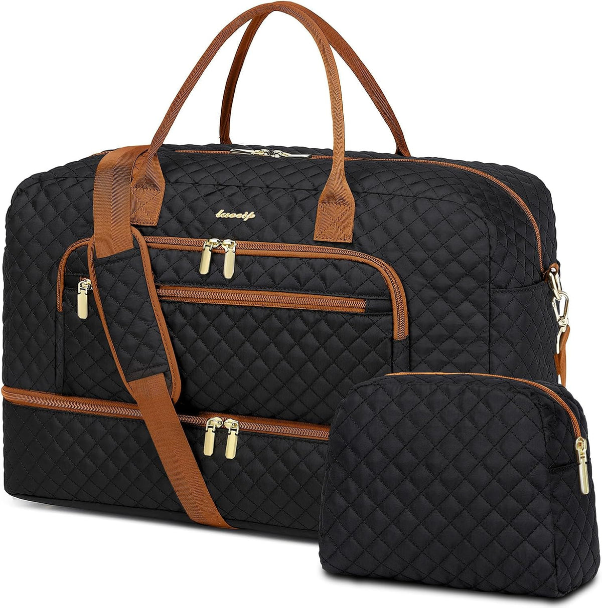 Large Women's Travel Duffel, Weekender with Shoe Compartment, Carry On Overnight Bag, Gym Duffel with Wet Pocket, Hospital Bags for Labor and Delivery - 3 PCS Set - Colors B