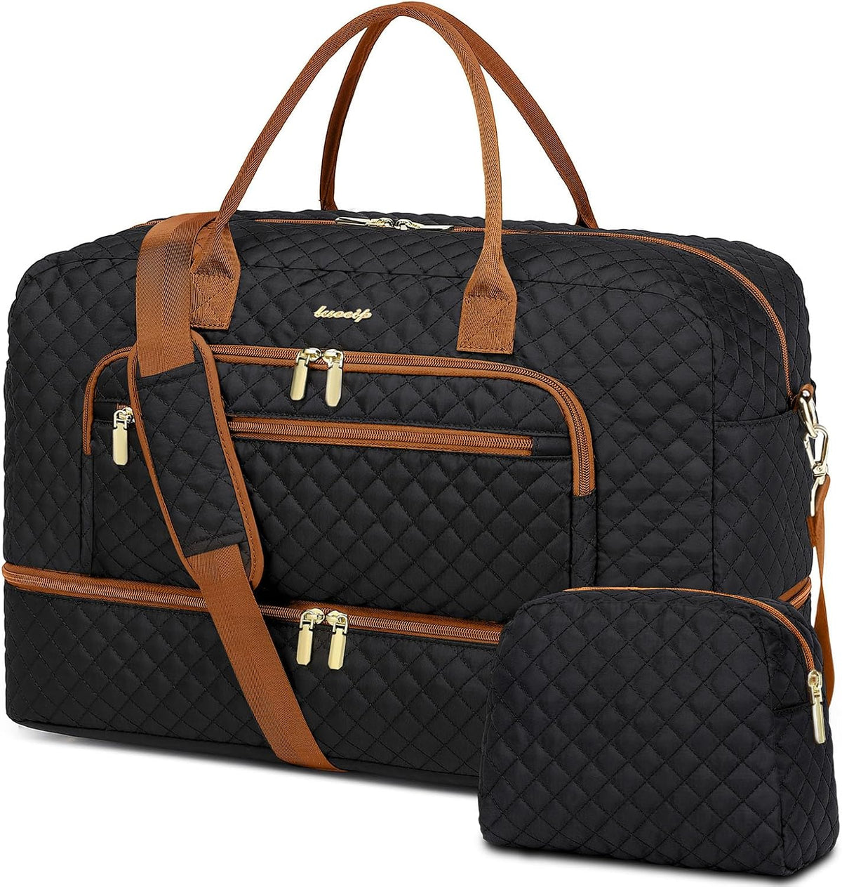 Large Women's Travel Duffel, Weekender with Shoe Compartment, Carry On Overnight Bag, Gym Duffel with Wet Pocket, Hospital Bags for Labor and Delivery - 3 PCS Set - Colors B