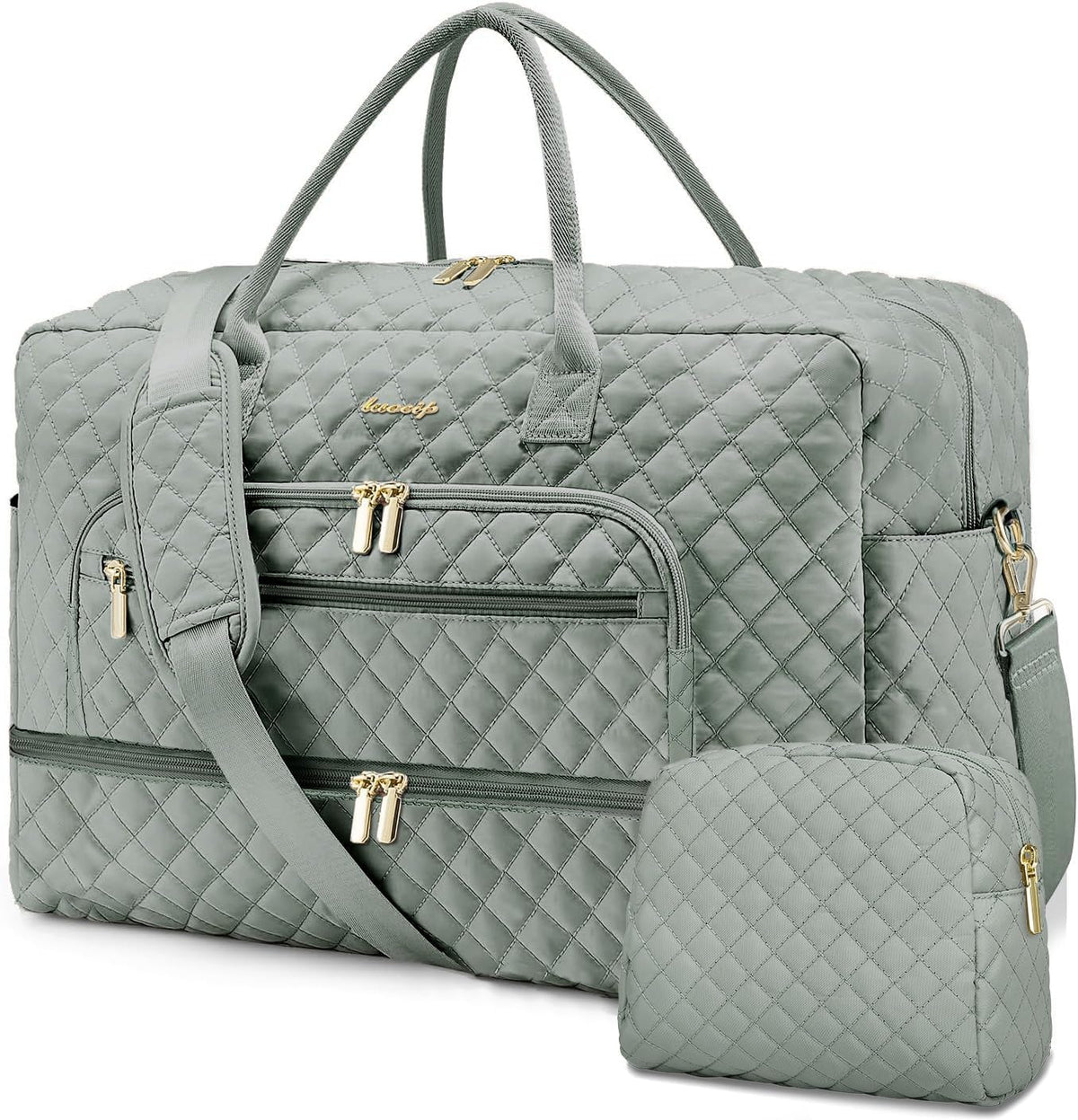 Large Women's Travel Duffel, Weekender with Shoe Compartment, Carry On Overnight Bag, Gym Duffel with Wet Pocket, Hospital Bags for Labor and Delivery - 3 PCS Set - Colors B