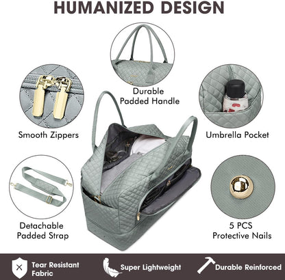 Large Women's Travel Duffel, Weekender with Shoe Compartment, Carry On Overnight Bag, Gym Duffel with Wet Pocket, Hospital Bags for Labor and Delivery - 3 PCS Set - Colors B