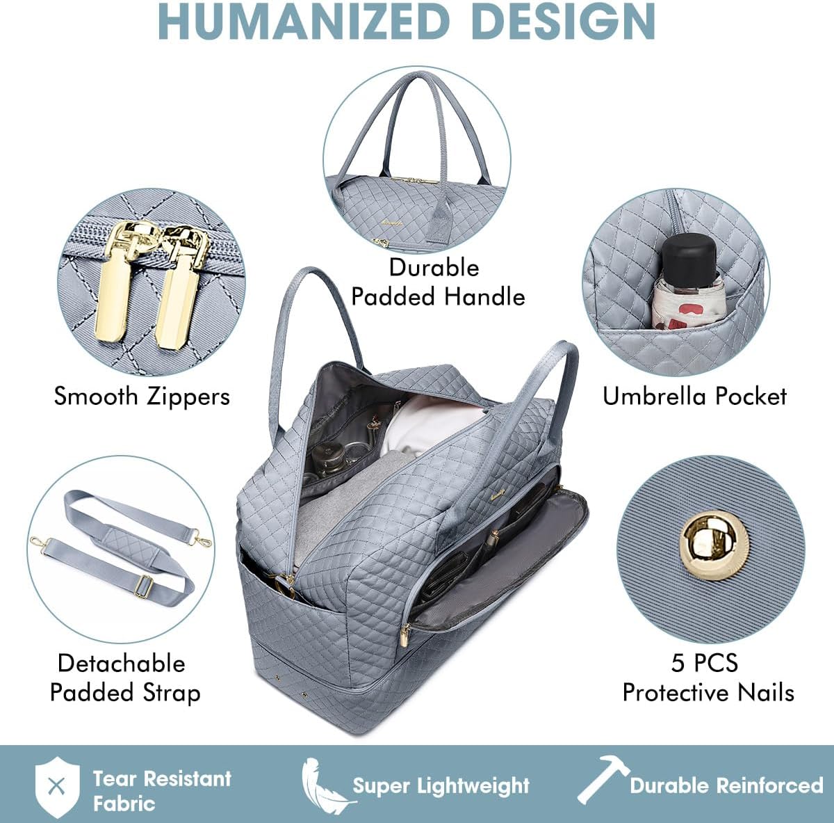 Large Women's Travel Duffel, Weekender with Shoe Compartment, Carry On Overnight Bag, Gym Duffel with Wet Pocket, Hospital Bags for Labor and Delivery - 3 PCS Set - Colors B