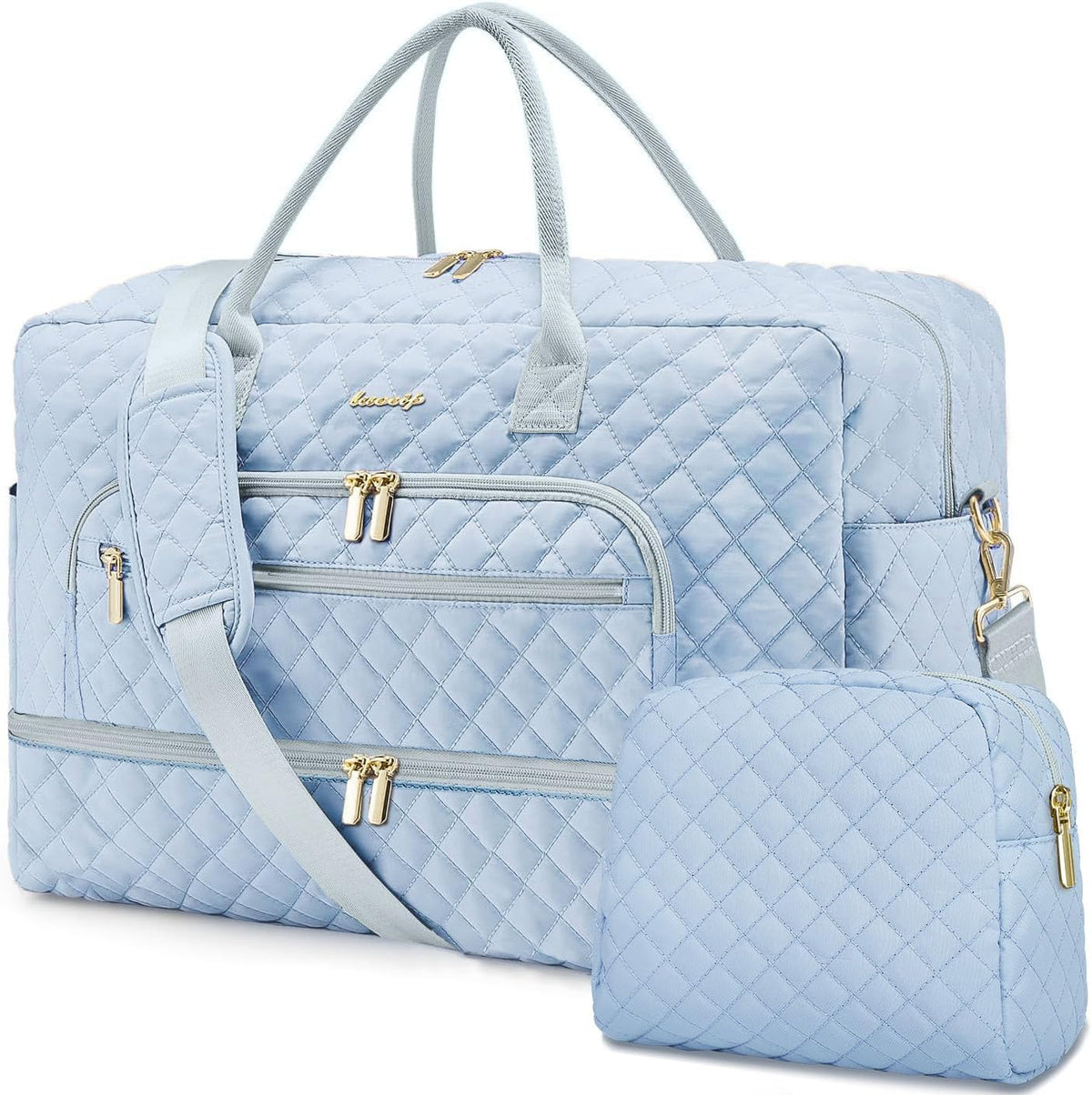 Large Women's Travel Duffel, Weekender with Shoe Compartment, Carry On Overnight Bag, Gym Duffel with Wet Pocket, Hospital Bags for Labor and Delivery - 3 PCS Set - Colors B