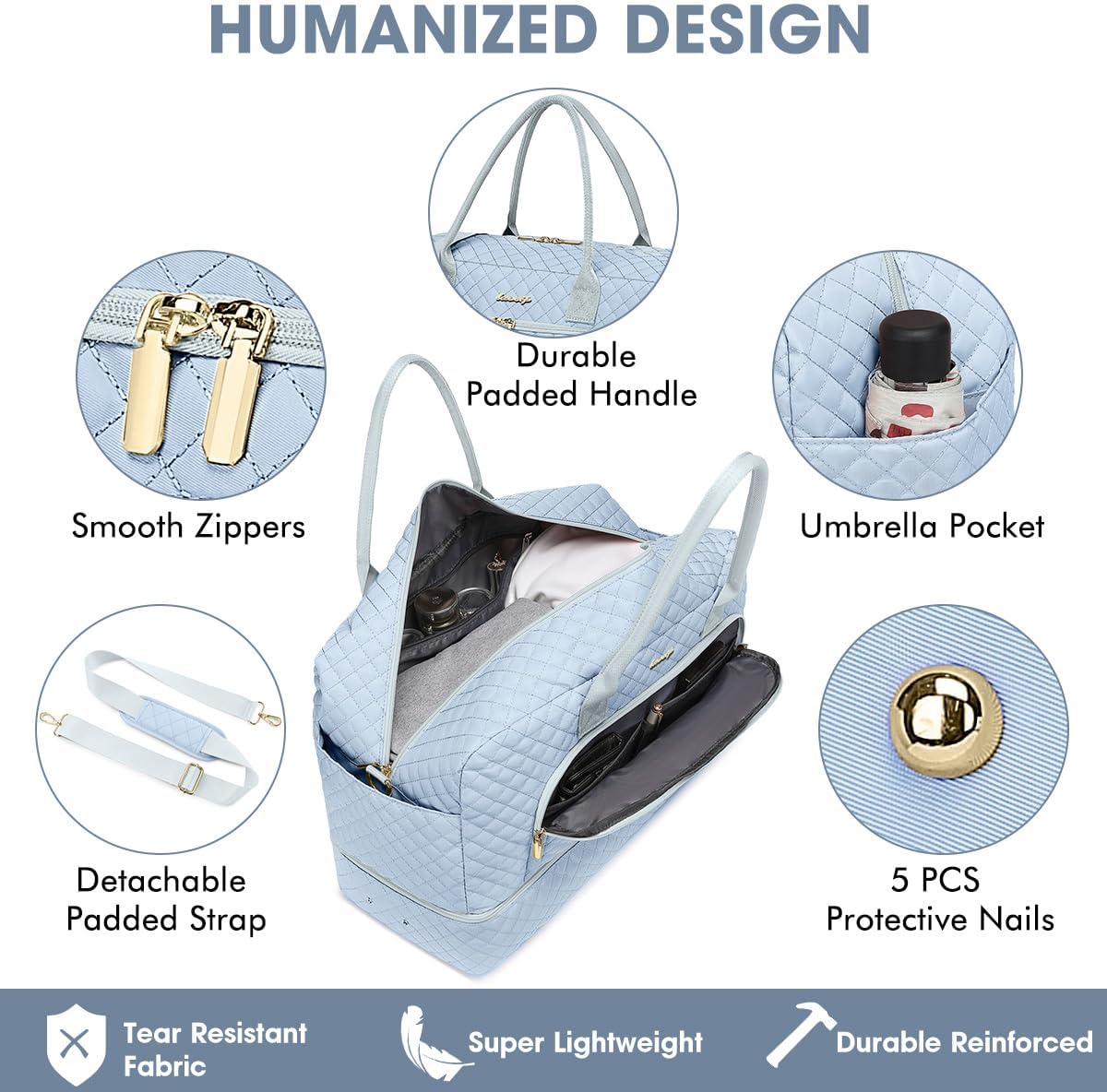 Large Women's Travel Duffel, Weekender with Shoe Compartment, Carry On Overnight Bag, Gym Duffel with Wet Pocket, Hospital Bags for Labor and Delivery - 3 PCS Set - Colors B