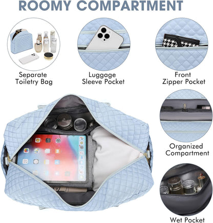 Large Women's Travel Duffel, Weekender with Shoe Compartment, Carry On Overnight Bag, Gym Duffel with Wet Pocket, Hospital Bags for Labor and Delivery - 3 PCS Set - Colors B