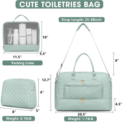 Large Women's Travel Duffel, Weekender with Shoe Compartment, Carry On Overnight Bag, Gym Duffel with Wet Pocket, Hospital Bags for Labor and Delivery - 3 PCS Set - Colors B