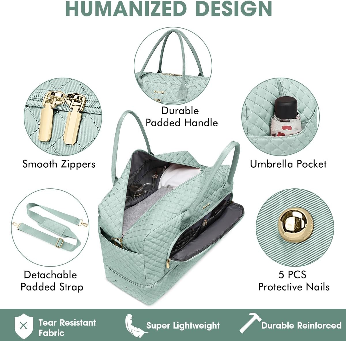 Large Women's Travel Duffel, Weekender with Shoe Compartment, Carry On Overnight Bag, Gym Duffel with Wet Pocket, Hospital Bags for Labor and Delivery - 3 PCS Set - Colors B