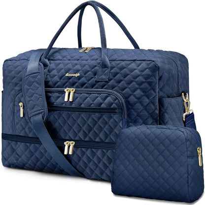 Large Women's Travel Duffel, Weekender with Shoe Compartment, Carry On Overnight Bag, Gym Duffel with Wet Pocket, Hospital Bags for Labor and Delivery - 3 PCS Set - Colors B