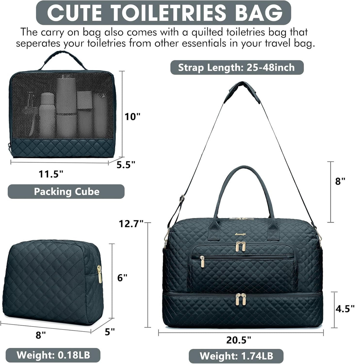 Large Women's Travel Duffel, Weekender with Shoe Compartment, Carry On Overnight Bag, Gym Duffel with Wet Pocket, Hospital Bags for Labor and Delivery - 3 PCS Set - Colors B