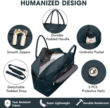 Large Women's Travel Duffel, Weekender with Shoe Compartment, Carry On Overnight Bag, Gym Duffel with Wet Pocket, Hospital Bags for Labor and Delivery - 3 PCS Set - Colors B