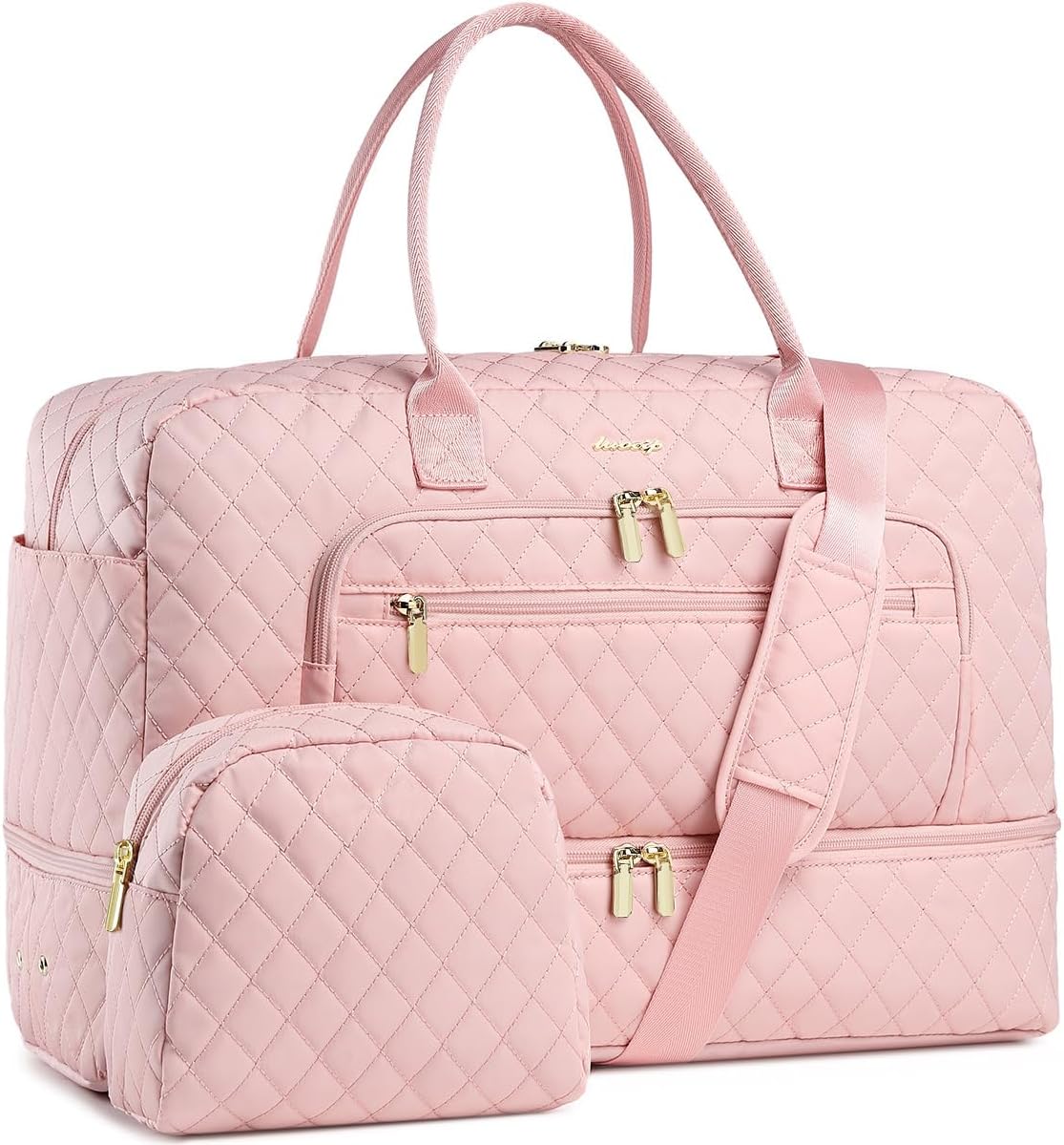 Large Women's Travel Duffel, Weekender with Shoe Compartment, Carry On Overnight Bag, Gym Duffel with Wet Pocket, Hospital Bags for Labor and Delivery - 3 PCS Set - Colors B