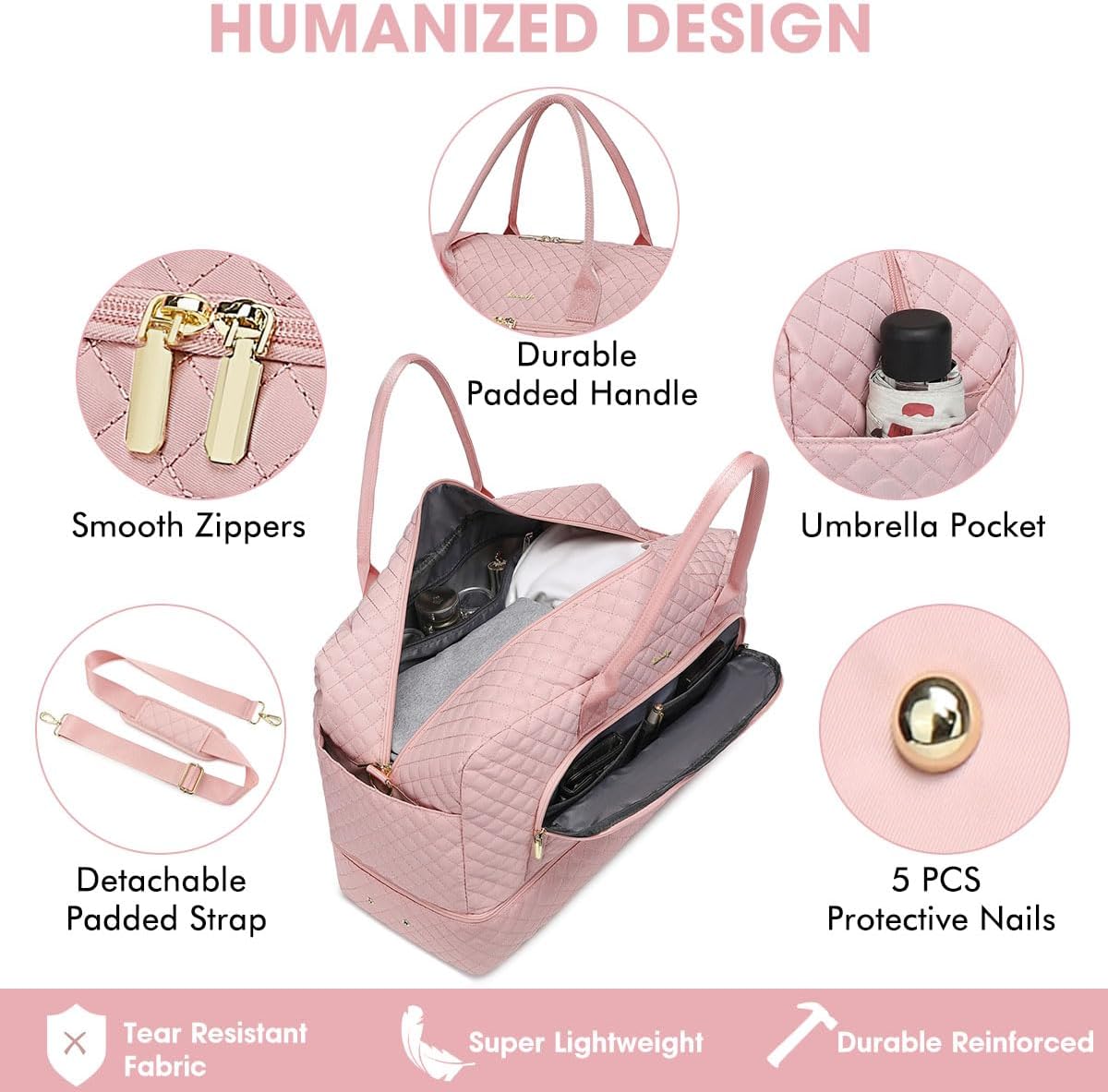 Large Women's Travel Duffel, Weekender with Shoe Compartment, Carry On Overnight Bag, Gym Duffel with Wet Pocket, Hospital Bags for Labor and Delivery - 3 PCS Set - Colors B